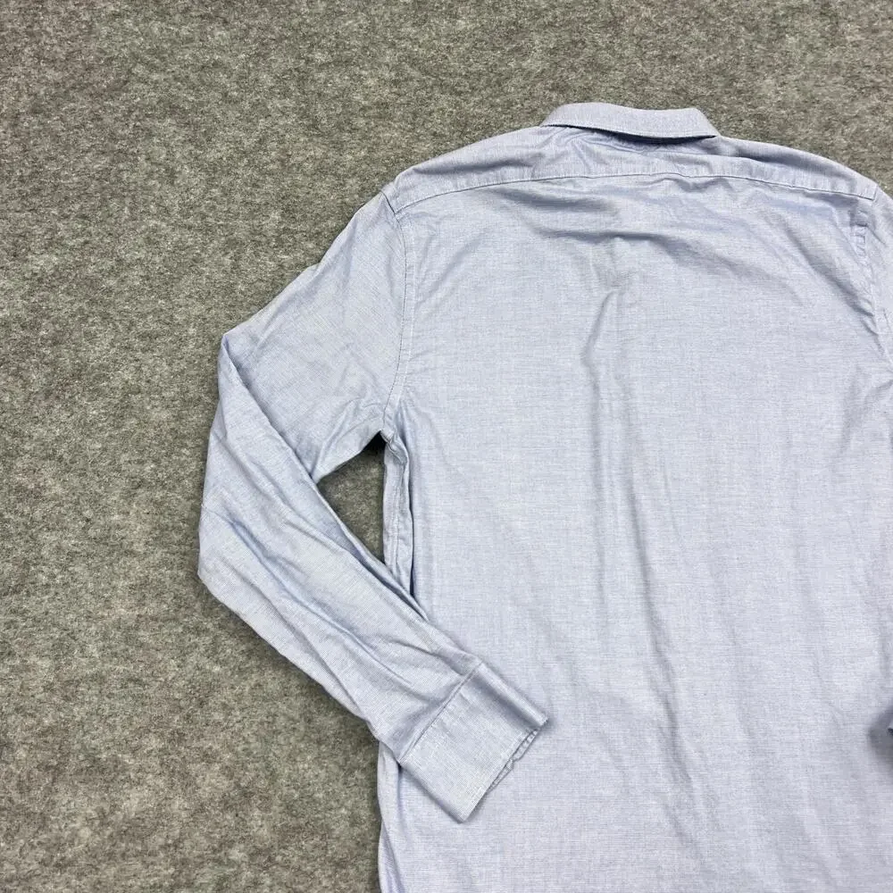 Banana Republic Dress Shirt Mens M Blue Check Slim Fit Wrinkle Resistant Career